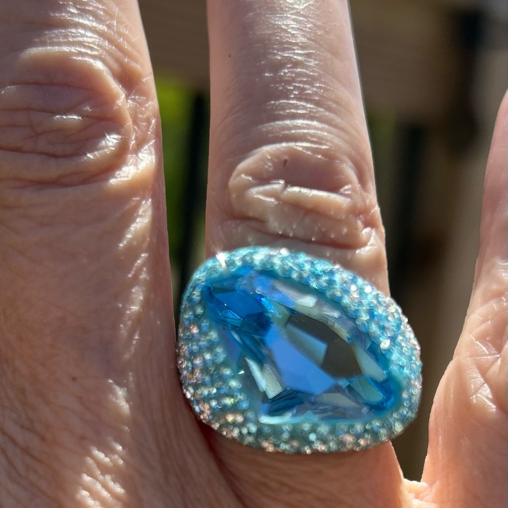 Vintage Swarovski Pave set crystal ring Sz 6 - Picture 2 of 7